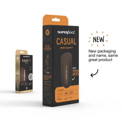 Superfeet Casual Men's Easyfit Insoles - Comfort Shoe Inserts for Men - Anti-Fatigue Orthotic Insoles for Dress Shoes - Professional Grade - Size 5.5-7 Men