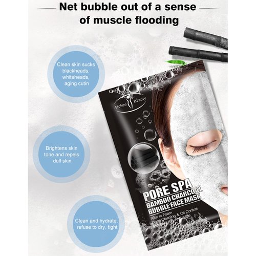 AICHUN BEAUTY Pore Spa Bamboo Charcoal Bubble Face Mask Deep Cleaning Foam Oil Control Exfoliation Anti Acne Facial Skincare 25ml / 0.88fl.oz (8 PACK)