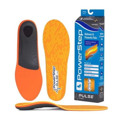 PowerStep PULSE Thin Orthotics - Arch Support Inserts + Pain Relief for Cleats & Tight Running Shoes - Insoles for Plantar Fasciitis, Mild Pronation, and Shin Splints (M 4-4.5, F 6-6.5)