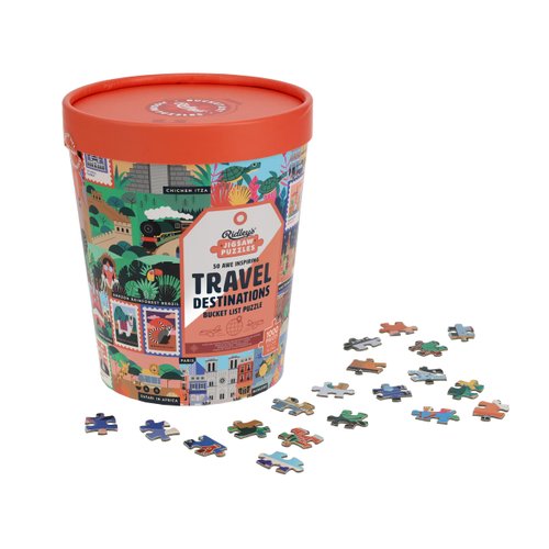 Ridley's: 50 Awe-Inspiring Travel Destinations Bucket List 1000-Piece Puzzle - Unique Art Style for Travel Lovers - Room Décor After Completion
