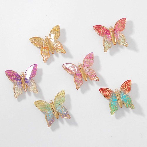 WHITEBRIDGE 6pcs Colorful Butterfly Hair Clips Non-Slip Duckbilled Clips Hair Bobby Pins Metallic Barrettes for Women Girls, Pearl Butterfly Barrettes