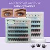 Self adhesive lashes, press lashes without glue Natural looking self adhesive lash tufts, press the lashes 10-16mm individual lashes, and apply them directly without glue (D model)
