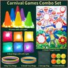 5 in 1 33Pcs Carnival Games, LED Bean Bag Game Sets Party Supplies, Ring Toss Yard Lawn Backyard Outdoor Games, Banner, LED Bean Bag, LED Cones Set, Children's Indoor Play, Kids Party Cornhole Set