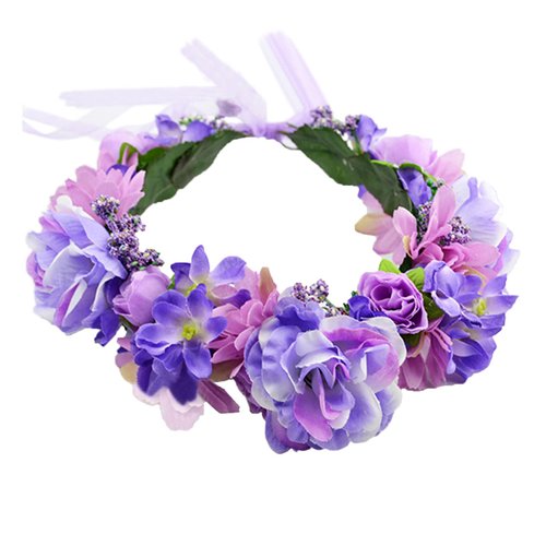 Trepveter Rose Flower Crown Floral Crown Flower Garland Headband Floral Headpiece Halo Boho Maternity Photo Props Wedding Party Prom Photos Purple