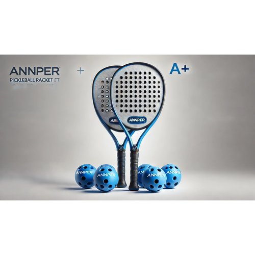 ANNPER Pickleball Racket Set, 2 Blue Paddles, 4 Outdoor Balls, Lightweight, for Beginners & Pros(CarbonFiber Blue)