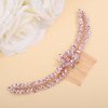 Teyglen Crystal Wedding Hair Comb Headband Red Blue Pink Rhinestone Flower Headpiece Handmade Crystal Hair Piece Bridal Hair Side Comb Wedding Hair Accessories for Women Bride Girls (Pink)