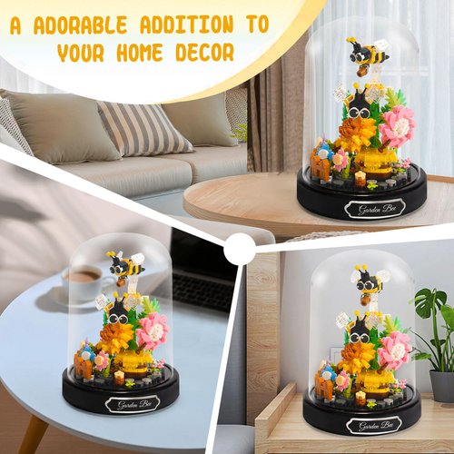Topdear Flower Bouquet Building Set with LED String Light, Bee Flowers Botanical Collection, 588 Pcs Mini Bricks Building Blocks Toy for Boys Girls, Adults, Gift for Birthday, Christmas, Mother's Day