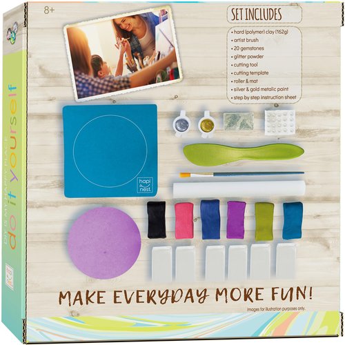 Hapinest Make Your Own Clay Jewelry Dish Craft Kit for Girls, Clay Art Kit, Clay Crafts Kit Arts and Crafts Kit for Girls Ages 8 9 10 11 12-14 Years Old & Up
