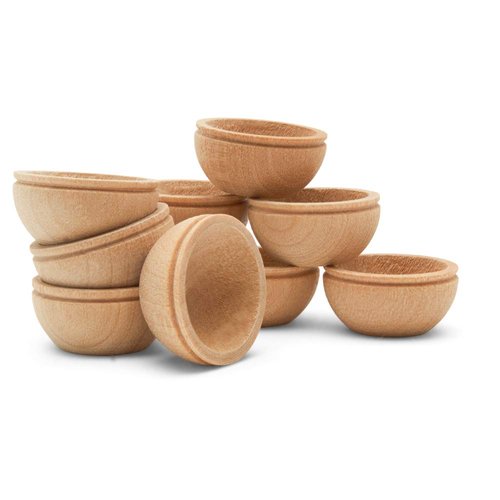 Unfinished Wood Mini Bowl, 3/4 inch, Perfect for Scale Models, Dollhouse Dishes, Wood Craft Projects, and Sorting Activity, Pack of 25, by Woodpeckers