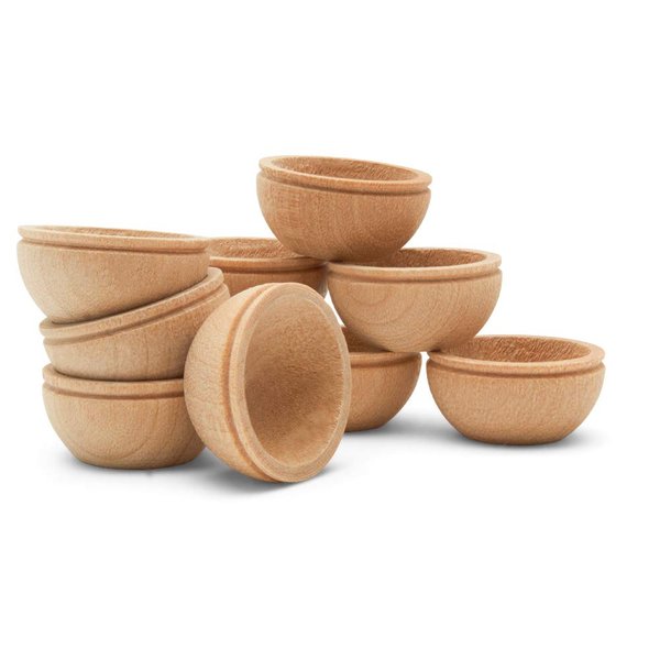 Unfinished Wood Mini Bowl, 3/4 inch, Perfect for Scale Models, Dollhouse Dishes, Wood Craft Projects, and Sorting Activity, Pack of 25, by Woodpeckers
