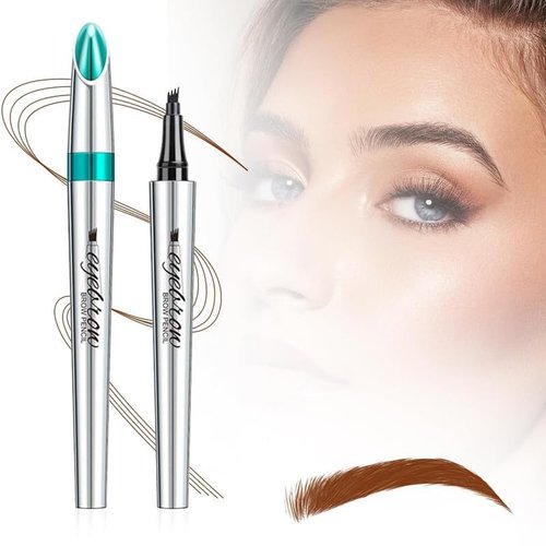 2024 New Magic Eyebrow Pencil 4 Fork Tip 3D Microblading, Waterproof Natural Makeup Fine Stroke Eyebrow Tattoo Pencil with 4 Micro-Fork Tip for Women Girls(Dark brown)