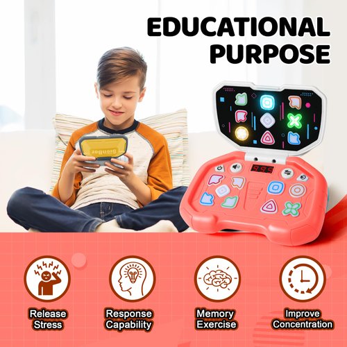Sienbor Fast Push Game 4 Modes Screen Handheld Dance Game Machine, Memory Training Games Toy, Girl ADHD Toys,Birthday Gifts for Boys Girls，Fidget Games Toys for Boys Girls (Pink)