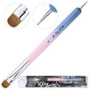 Ivy-L Premium 2 Way French Gel Acrylic Nail Art Kolinsky Brush With Dotting Tool for Professional Manicure Cuticle Clean Up Nail Art Design, Pink Blue Wood Handle (Size 16)