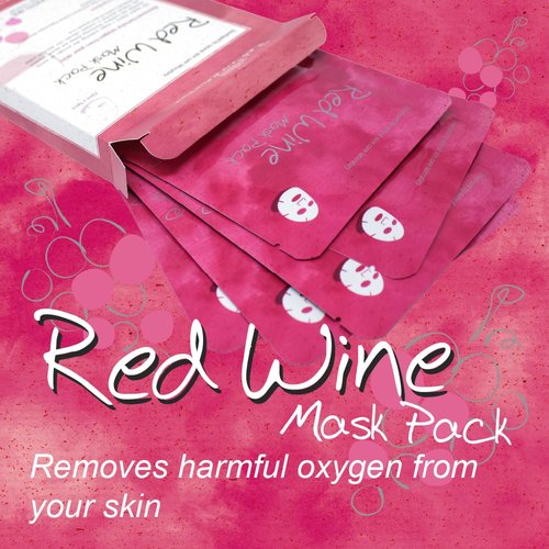 Naisture Premium Facial Mask - Red Wine 5 Pack, Korean Face Mask for Smooth, Moisturizing Skin Care, All Skin Types, Home Spa Self Care Gift Masks for Women & Men