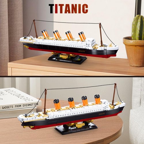 DAHONPA Titanic Model Building Block Set Mid-Sized Set,481 Pieces with Figures, Cruise Ship Titanic Model with Stand, Display and Collect Toy Gifts for Kid and Adult