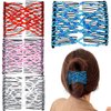 4 Pieces Elastic Hair Comb Clips Magic Stretchy Double Comb Hair Clips for Girls Women Hairstyle Hair Accessories (Beads-Pink,Red,White,Blue)
