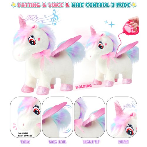 SOLIEHOO Unicorn Toys for Girls Unicorn Gifts, Walking Talking Singing Interactive Toy, Remote Control Plush Unicorn Pet Care Toy, Unicorn Dress up Clothes for Toddler Girls Kids 3 4 5 6 Years