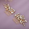 Teyglen 2pcs Rhinestone Bride Wedding Hair Comb Gold Silver Crystal Hair Piece Bridal Rhinestone Hair Side Comb Full Rhinestone Headpiece Hair Jewelry Accessories for Women Bride Girls (Gold)