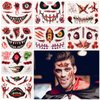 Zienlay Halloween Zombie Makeup Temporary Tattoos 74Pcs, Waterproof Horror Fake Scars Body Face Wound Stitch Prank Bloody Tattoo Stickers for Chucky Costume Vampire Masquerade Scary Party Women Men