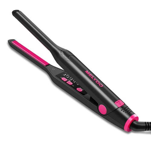 MELYDO Small Flat Iron for Short Hair, 3/10" Pencil Flat Iron with Adjustable Temp Mini Hair Straightener for Edges Pixie Cut and Bangs, Tiny Hair Straightener with Floating Plates, Auto Shut Off