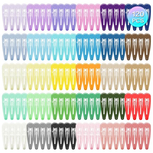 COCPLOK 120 Pcs Colorful Snap Hair Clips Hair Barrettes for Girls,Clips Candy Color Hair Accessories for Kids Teens, Toddlers,Women(30 Colors)