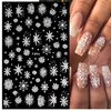 8Pcs Christmas Nail Art Stickers White Snowflake 3D Self-Adhesive Nail Decals Winter Xmas Nail Supplies with Glitter Design for Women Girls DIY Nail Decorations