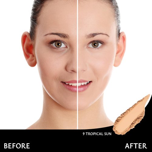 Khasana Pressed Powder, Dual Wet & Dry Foundation, Vitamin E & C Infused, Apply Wet for Maximum Coverage or Dry for Finishing, Matte Poreless, Setting Makeup, Flawless Finish, Shine Free #9 Tropical