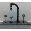 Building Bricks Toys City Town Village Street Main Road Arch Traffic Light, Stop Sign, Bus Stop, Post Box, Road Sign, 4 PCS Playset. for Kids 4+ Plastic