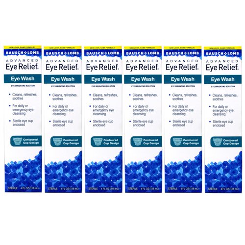 Bausch & Lomb Eye Wash Relief Solution that Cleans, Refreshes, and Soothes, 4 Fl Oz, (Pack of 6)