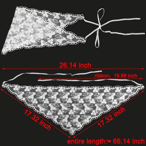 Lace Floral Hair Bandana White Hair Headband Head Scarf for Women Girls Vintage Triangle Head Kerchief Tie-Back Headwraps Flower Hair Scarf Headscarf Bandana Boho Headbands Bandanas for Hair Styling