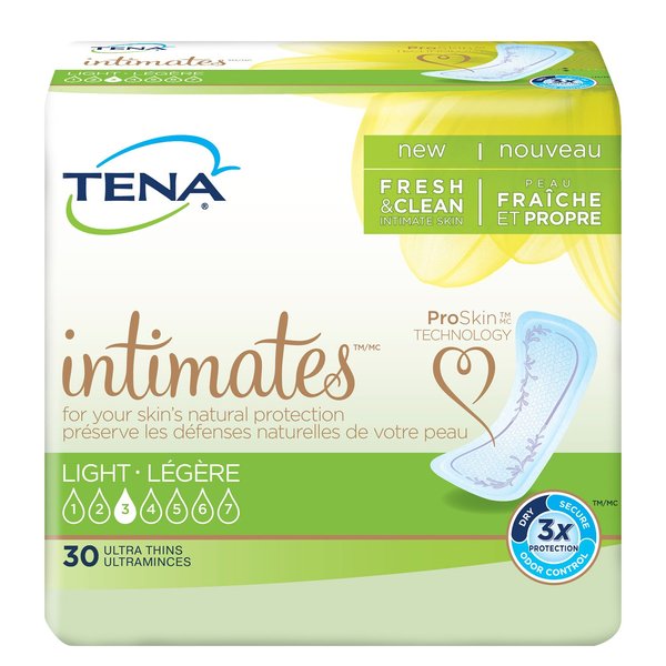 Tena Intimates Ultra Thin Light Incontinence/Bladder Control Pads for Women, Regular Length, 30 Count