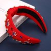 4th of July Headbands for Women, 4th of July Accessories, American Flag Patriotic Headbands, Rhinestone Pearl Knotted Headbands Beads Embellished Jeweled Headbands Holiday Gifts (Star B - Red)