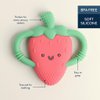 Itzy Ritzy Strawberry-Shaped Baby Teether with Handles; Silicone Teether for Babies with Easy-Grab Handles and Textured, Teethable Surfaces - Baby Teething Toy for 3 Months & Up (Strawberry)