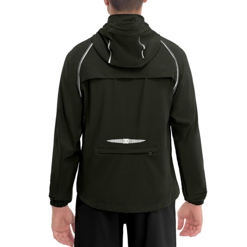 Little Donkey Andy Men's Quick-Dry Running Jacket UPF 50+ Cycling Jacket with Detachable Sleeves and Hood, Water Repellent, Black Size XXL
