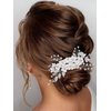 Unsutuo Flower Bride Wedding Hair Comb Silver Pearl Bridal Hair Accessories Leaf Hair Piece for Women and Girls