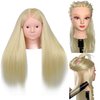 PERFEHAIR 22" Makeup Mannequin Head with 70% Real Hair, Cosmetology Manikin Doll Head for Girls Practice Face Painting, Hair Styling, Braiding, Blonde