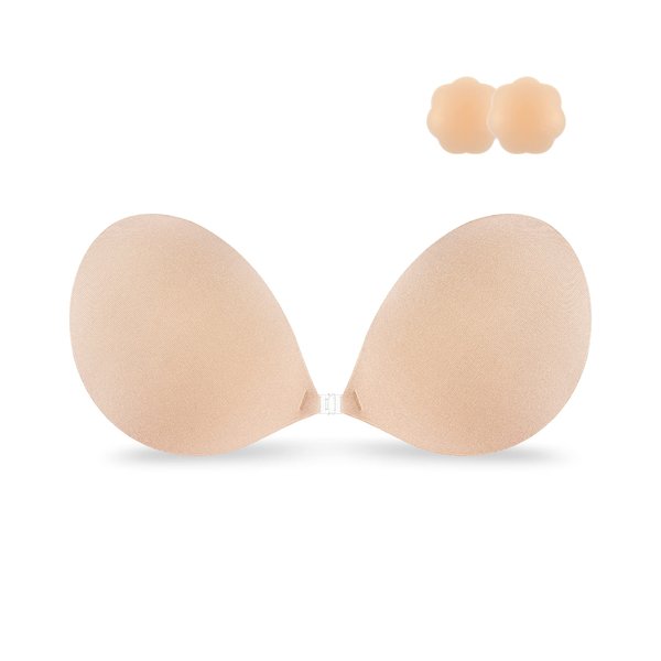 Niidor Strapless Bras for Women Push Up Sticky Bra Backless Invisible Silicone Adhesive Bra Stick On Bra Nude