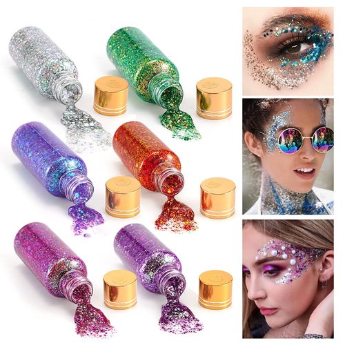 GL-Turelifes Mermaid Chunky Glitter Gel Chameleon Glitter Body Gel Festival Glitter Cosmetic for Face Body Hair Nails Makeup Scale Polarized Sequins Glitter Eyeshadow 30ml (#16 Silver Purple)