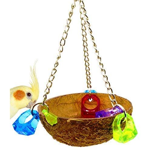 982 Coco Cup Bonka Bird Toys Natural Coconut Chew Grab Beak Parrot Parrotlet Budgie Finch Cockatiel Parakeet