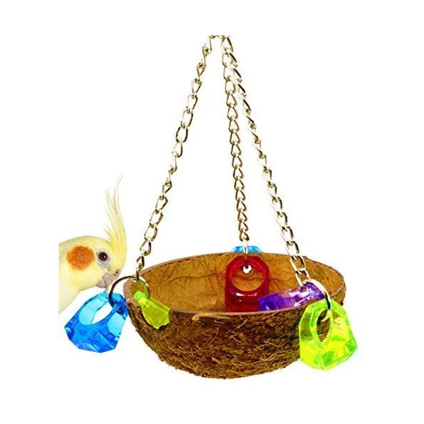 982 Coco Cup Bonka Bird Toys Natural Coconut Chew Grab Beak Parrot Parrotlet Budgie Finch Cockatiel Parakeet