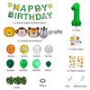 Jungle Theme Balloon Arch Kit for 1 Year Old Baby Boy Girl, Green Happy Birthday Banner Balloons Garland, Safari Shower Party Supplies Decorations 105pcs Wild Jungle Theme Party Supply Animal Balloon