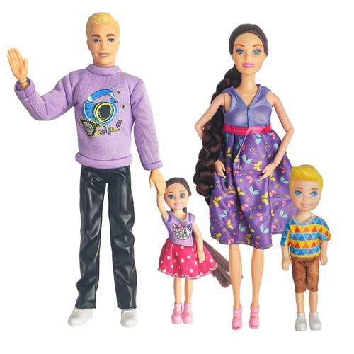 Chioldilly Interactive Family Toy Fun Action Figures Set, Imaginative Educational Family Doll Play, for Kids 3+(Editions A)