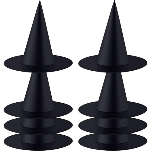 DICTAMNI 8 Pieces Witch Hats Black,Black Witch Hats Hanging,Halloween Witch Hat Witch Costume Accessory for Halloween Christmas Party