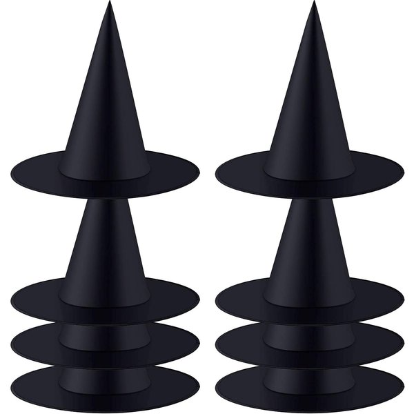 DICTAMNI 8 Pieces Witch Hats Black,Black Witch Hats Hanging,Halloween Witch Hat Witch Costume Accessory for Halloween Christmas Party