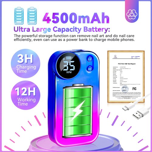 SAVILAND Portable Electric Nail Drill - PRO 35000RPM Electric Nail File Nail Drills for Acrylic Nails Professional with Drill Bits Manicure Pedicure Supplies Use Nail Art for Home DIY Salon Use