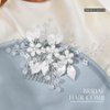 Easedaily Pearl Bride Wedding Hair Comb Silver Leaf Bridal Hair Piece Rhinestone Hair Accessories for Women and Girls