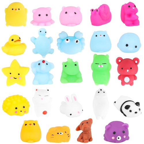 STEFORD 24 PCS Mochi Squishy Toys, Kawaii Squishies Party Favors for Teens/Kids, Small Squishy Fidget Stress Relief Toys for Classroom Prizes, Goody Bag Easter Egg Fillers, Christmas Birthday Gifts