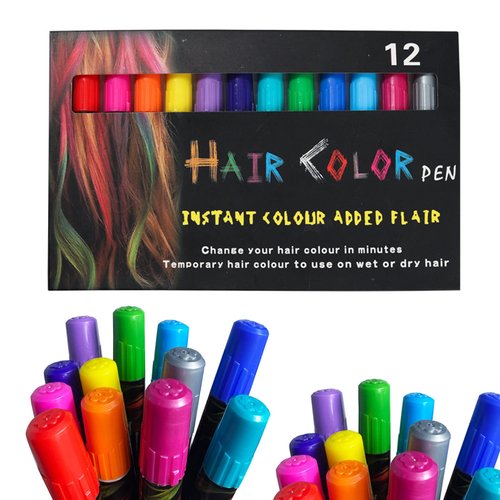 Joyeee Kids Hair Chalk Pens Set, 12 Colors Hair Chalk Markers for Brown Hair, Dark Hair, Temporary Hair Color Wax Great for Christmas Gift, Birthday Gift, Party Favor Gift, Halloween Gifts