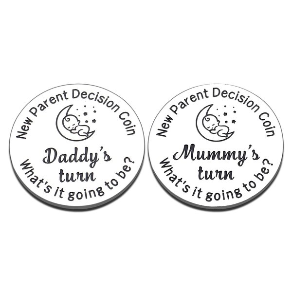 Funny Baby Gift for New Dad Mom Decision Coin New Parent Gifts for Him Her, Pregnancy Gifts for First Time Moms Dads, Baby Shower Announcement, New Parents Gifts for Dad Mom to be, Double-Sided Coin