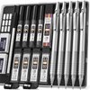Nicpro 5 PCS Art Mechanical Pencil Set, Metal Drafting Pencils 0.3, 0.5, 0.7, 0.9, 2mm Graphite Lead Holder (4B 2B HB 2H Colored Lead) For Writing Sketching Drawing With 9 Lead Refills Eraser Case